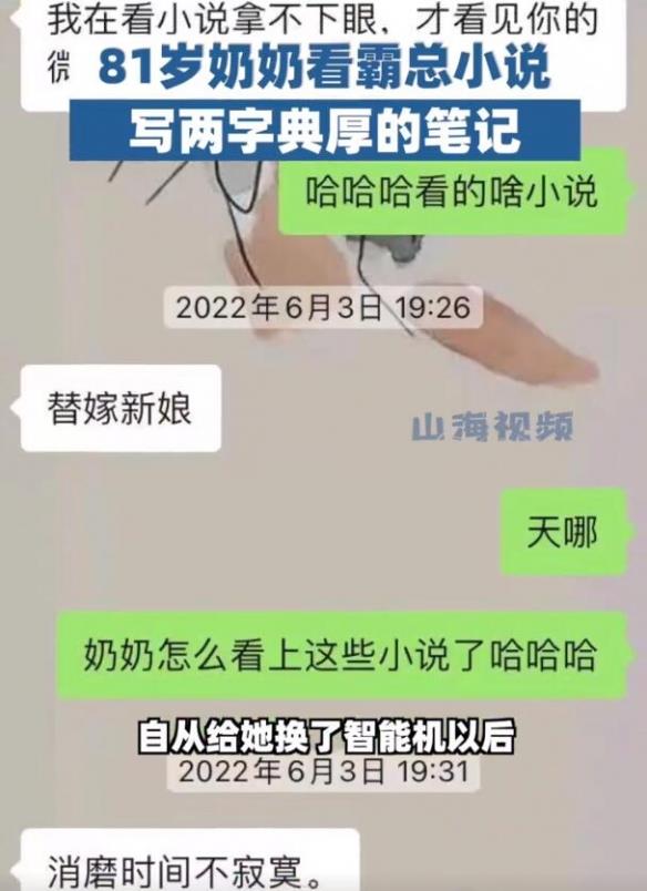 81岁奶奶熬夜看霸道总裁小说:写了满满的读后笔记