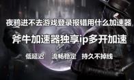 夜鸦进不去游戏登录报错用什么加速器,斧牛加速器独享ip支持工作室多开搬砖