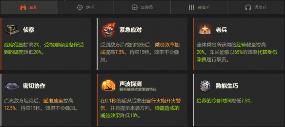 《坦克世界》全新乘员特长系统：早期测试