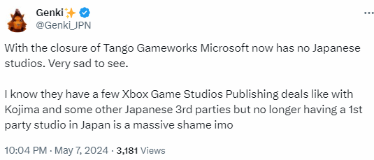 Tango关闭让日本玩家很伤心：微软没有日本第一方了