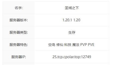 我的世界圣域之下服务器一览2024